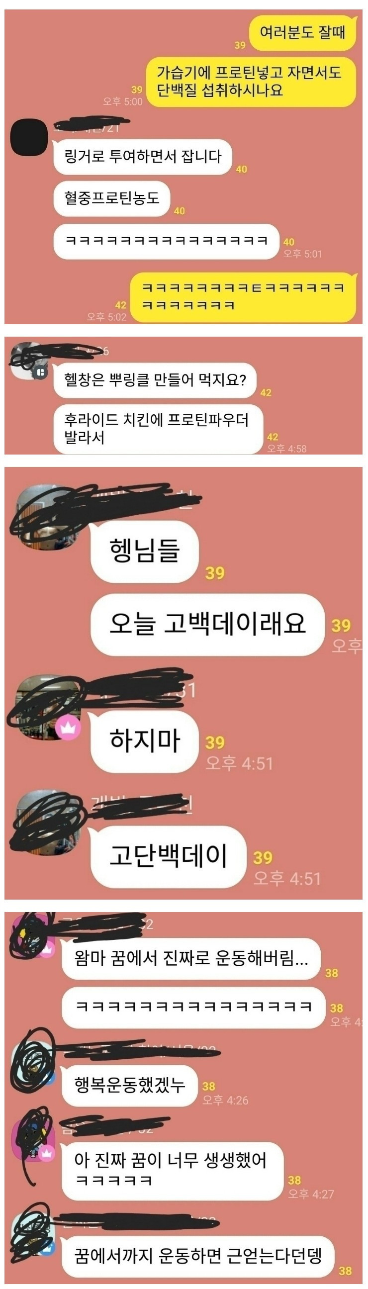 어질어질 헬창들의 단톡방