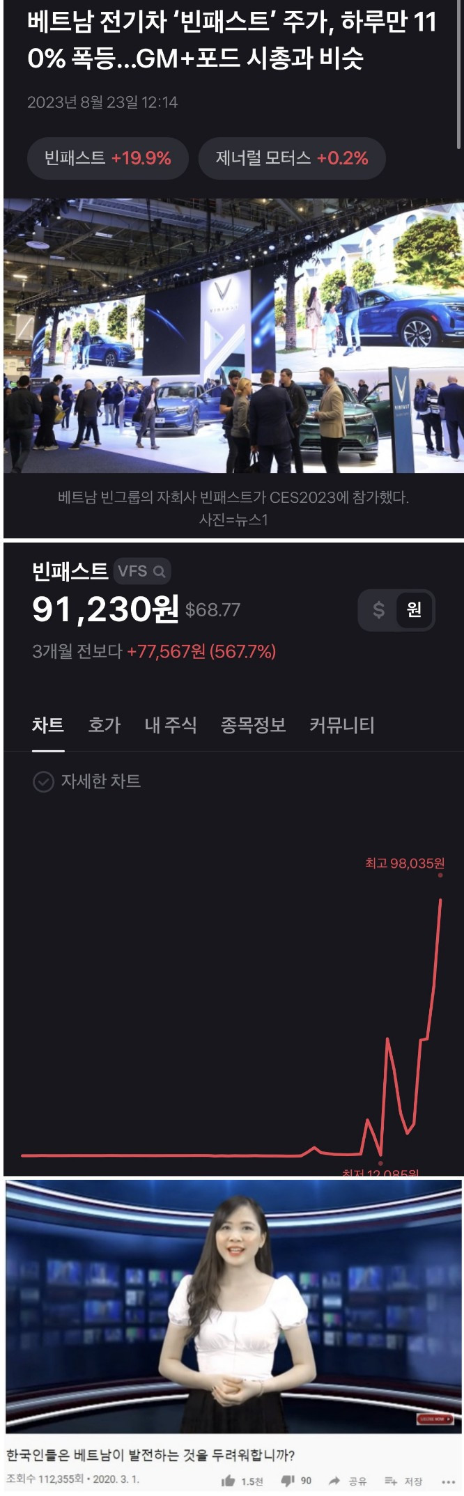 베트남 전기차 빈패스트 GM과 시총 비슷