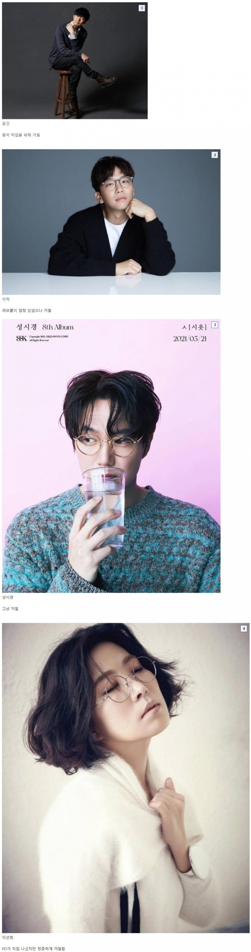MBC 나는 가수다 출연 거절한 가수들