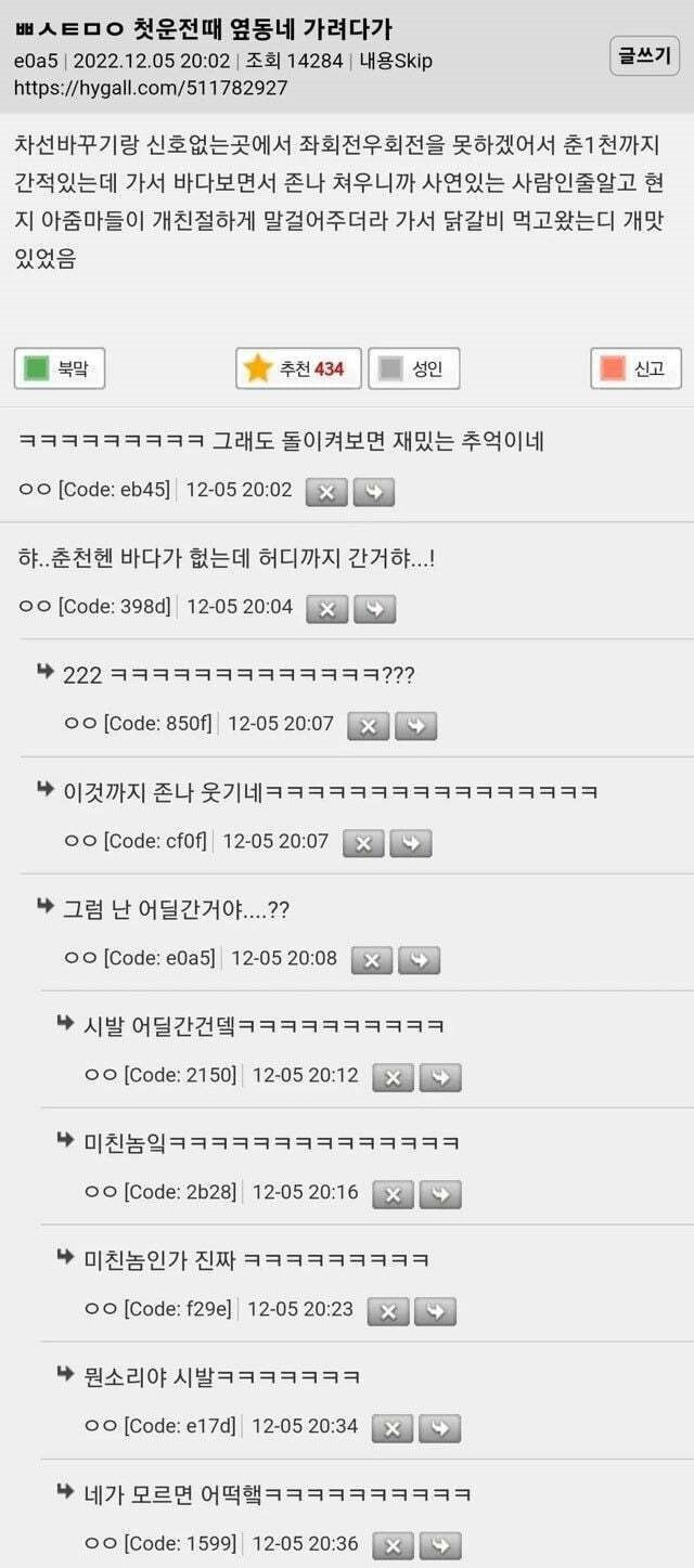 첫 운전 때 옆동네 가려다가