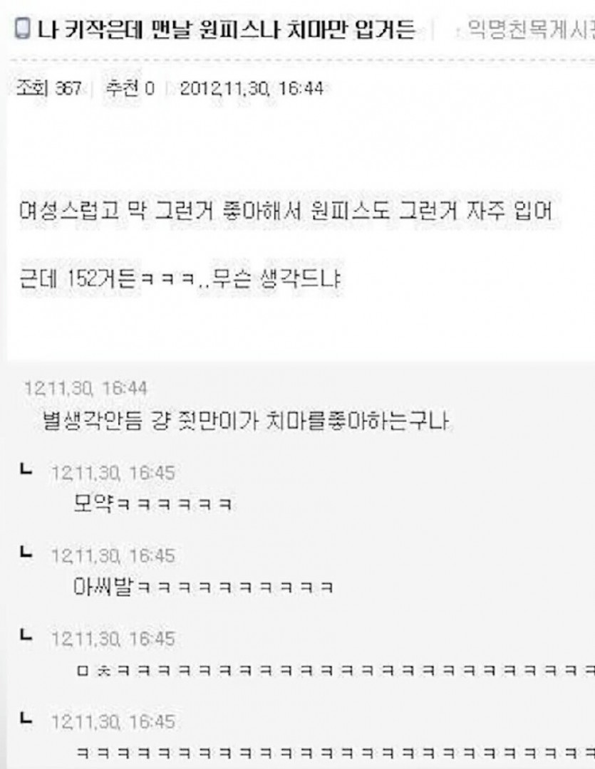 ㅈ만이가 치마를 좋아하네