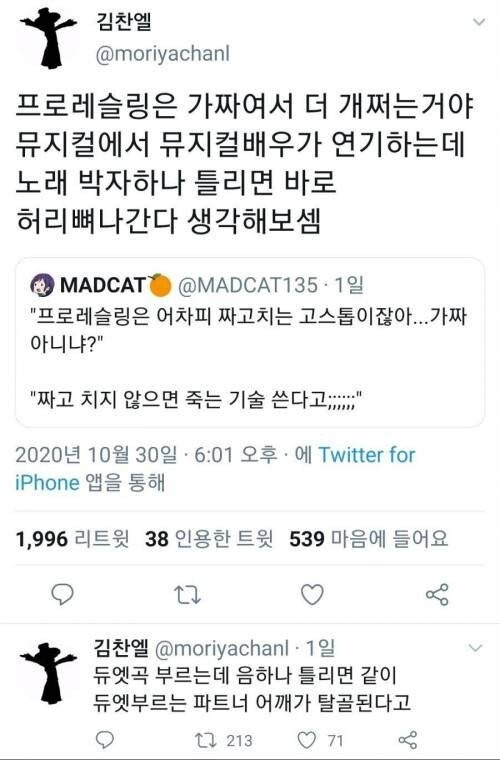 프로레슬링은 가짜여서 더 개쩌는거임