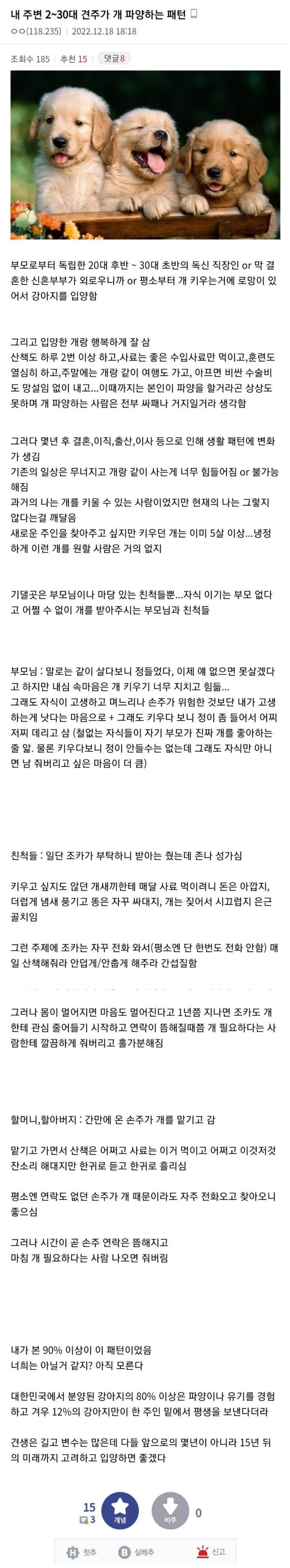 요즘 2030 개 파양 패턴 ㄷㄷ