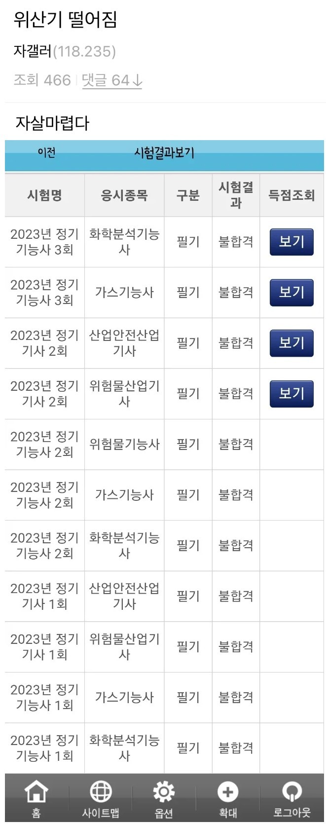 죽고싶다는 자격증 갤러