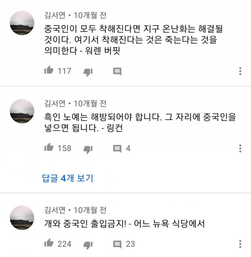 유튜브 댓글 광기