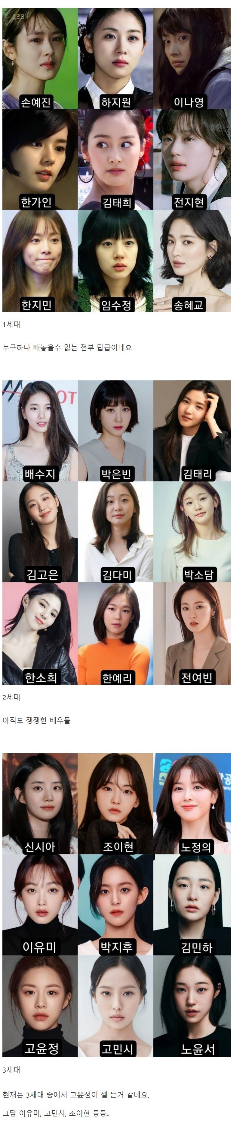세대교체 되고있는 여자배우 라인업 근황